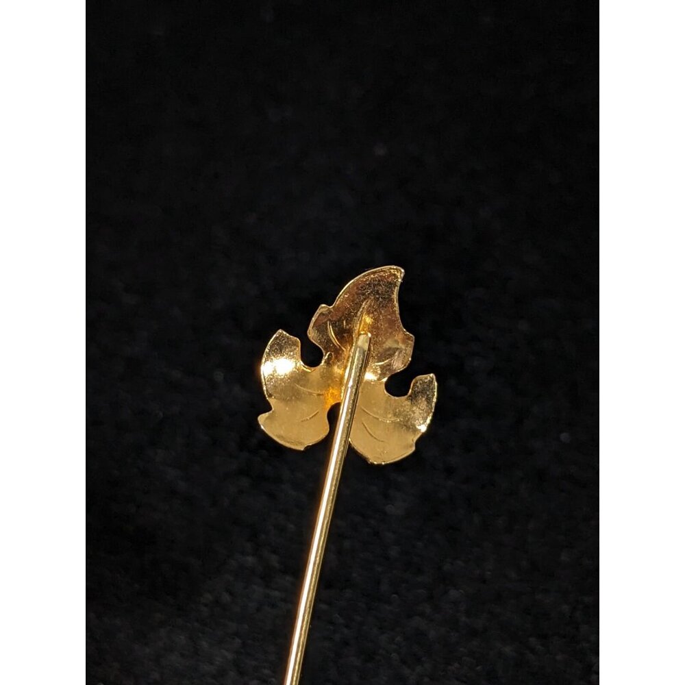 Vintage Gold Tone Curved Leaf Short Stick Pin 2 inch Textured - Picture 6 of 11
